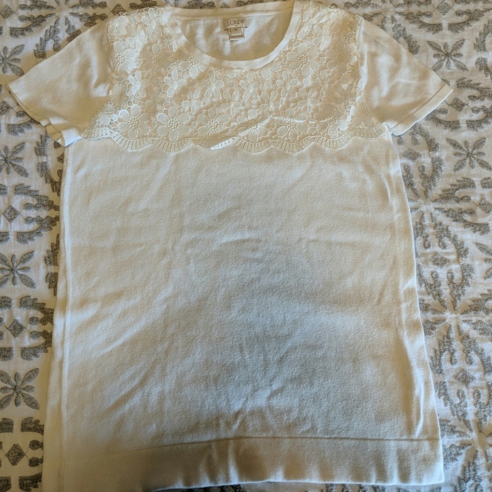 J.Crew Short sleeve sweater with Lace Details